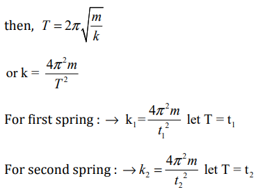 spring springs constant mass two period t2 t1 k1 effective parallel separately suspend k2 gives sarthaks connected when