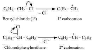 Out of C6H5CH2Cl and C6H5CHClC6H5, which is more easily hydrolysed by ...