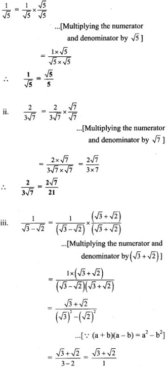 Rationalize The Denominator I 1√5 Ii 23√7 Iii 1√3 √2 Iv 13√5 2√2 V 124√3 √2 