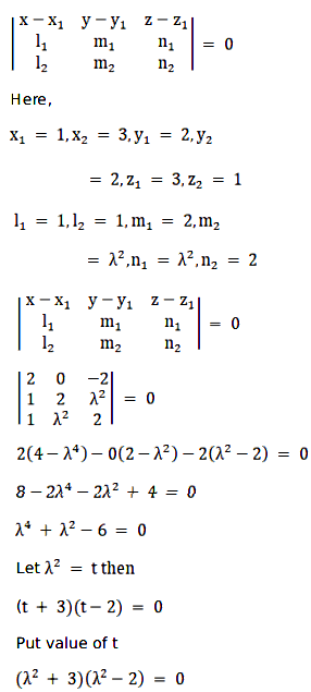 Find The Values Of L For Which The Lines X 1 1 Y 2 2 Z 3 L 2 And X 3 1 Y 2 L 2 Z 1 2 Are Coplanar Sarthaks Econnect Largest Online Education Community