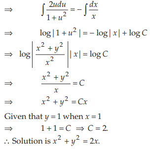 Solve The Following Differential Equation X 2 Y 2 Dx 2xy Dy 0 Given That Y 1 When X 1 Sarthaks Econnect Largest Online Education Community