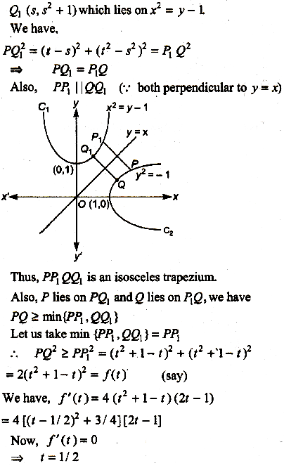 Let C1 And C2 Be Respectively The Parabolas X 2 Y 1 And Y 2 X 1 Let P Be Any Point On C1 And Q1 Be Any Point Sarthaks Econnect Largest Online Education Community