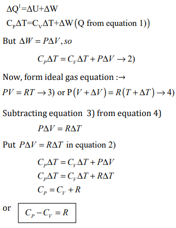 Show That Cp Cv R Where Cp Specific Heat At Constant Pressure Cv Specific Heat At Constant Volume Sarthaks Econnect Largest Online Education Community