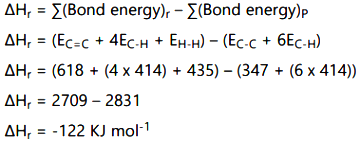 Calculate the enthalpy of hydrogenation of ethylene from the