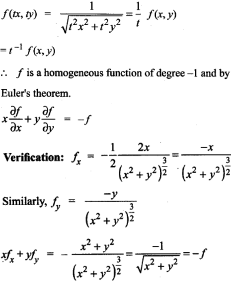 Verify Euler S Theorem For F X Y 1 X 2 Y 2 Sarthaks Econnect Largest Online Education Community