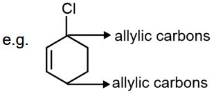 The carbon next to an alkene is known as allylic carbon and halogen attached