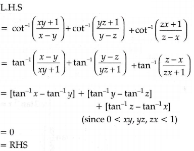Prove That Following Cot 1 Xy 1 X Y Cot 1 Yy 1 Y Z Cot 1 Zx 1 Z X 0 0 Xy Yz Zx 1 Sarthaks Econnect Largest Online Education Community