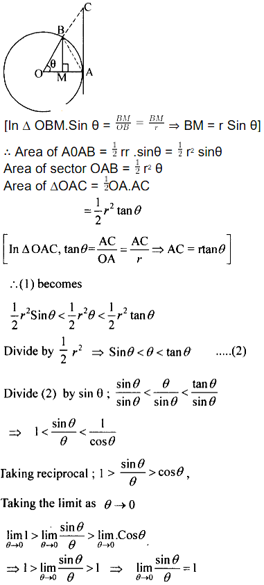 Prove That Lim X 0 Sinx X 1 Where X Is Measured In Radi Sarthaks Econnect Largest Online Education Community