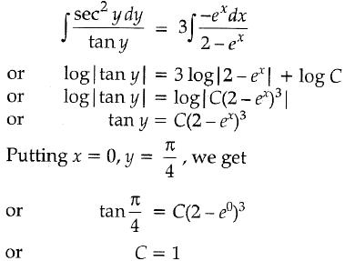 Solve The Differential Equation 3e X Tan Y Dx 2 E X Sec 2 Y Dy 0 Given That When X 0 Y Pi 4 Sarthaks Econnect Largest Online Education Community