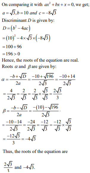 Find The Roots Of The Equations If They Exist By Applying The Quadratic Formula 3x 2 10x 8 3 0 Sarthaks Econnect Largest Online Education Community