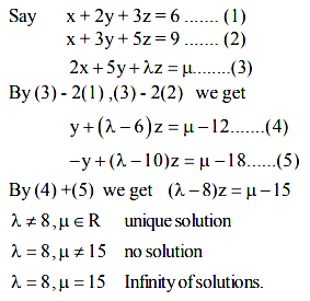 Investigate The Values L And M For The System X 2y 3z 6 X 3y 5z 9 2x 5y Lz M Sarthaks Econnect Largest Online Education Community