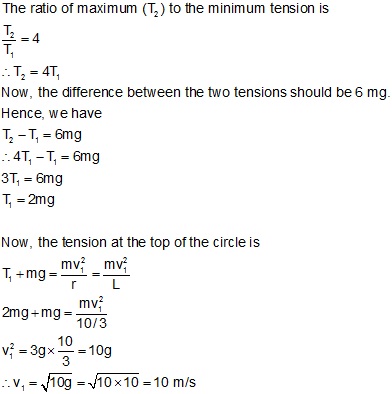 a stone is tied to the other end of light string of length l and