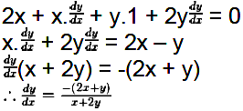 Find Dy Dx If X 2 Xy Y 2 100 Sarthaks Econnect Largest Online Education Community