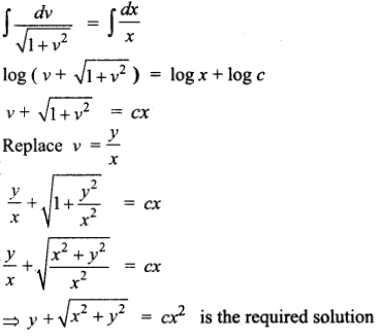 Solve X Dy Dx Y X 2 Y 2 Homogeneous Differential Equations Sarthaks Econnect Largest Online Education Community