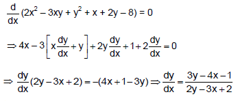 If 2x 2 3xy Y 2 X 2y 8 0 Then Find Dy Dx Sarthaks Econnect Largest Online Education Community