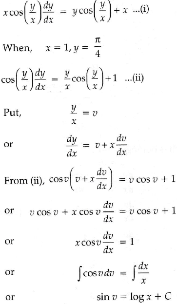 Find The Particular Solution Of The Differential Equation X Cos Y X Dy Dx Y Cos Y X X Given That When X 1 Y Pi 4 Sarthaks Econnect Largest Online Education Community