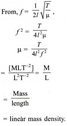 Assertion In The Relation F 1 2l T M Where Symbols Have Standard Meaning M Represents Linear Mass Density Sarthaks Econnect Largest Online Education Community