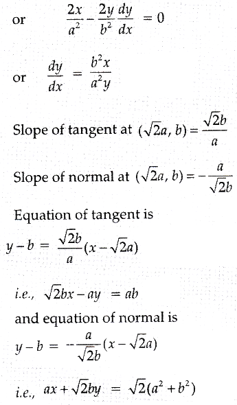 Find The Equations Of The Tangent And Normal To The Curve X 2 A 2 Y 2 B 2 1 At The Point 2a B Sarthaks Econnect Largest Online Education Community