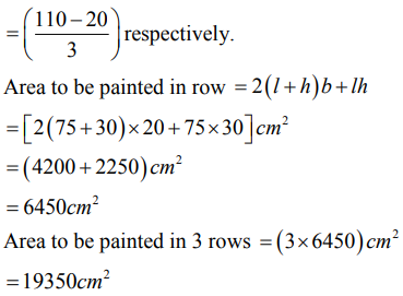 A wooden bookshelf has external dimensions as follows: Height = 110 cm,  Depth =25 cm, Breadth = 85 cm see the given figure. The thickness of the  plank is 5 cm everywhere.