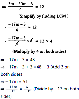 Solve the equation and check the result : 3m/4 - 5m - 3/4 12 - Sarthaks ...