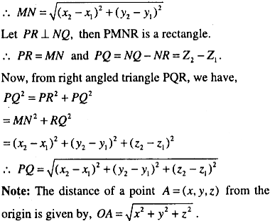 Show That The Distance Between The Points X1 Y1 Z1 And X2 Y2 Z2 Is Given By X2 X1 2 Y2 Y1 2 Z2 Z1 2 Sarthaks Econnect Largest Online Education Community