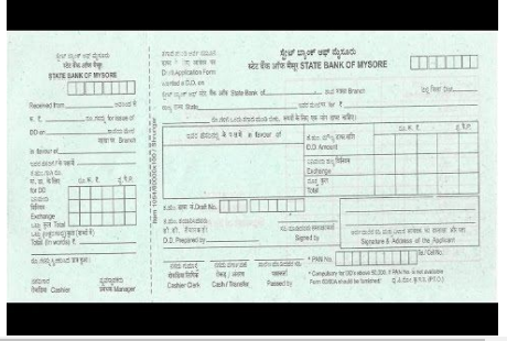 Specimen of Application form for issuing Demand Draft: