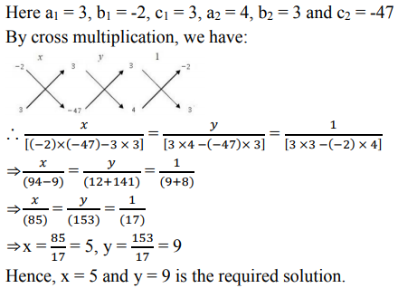 Solve The System Of Equations By Using The Method Of Cross Multiplication 3x 2y 3 0 4x 3y 47 0 Sarthaks Econnect Largest Online Education Community