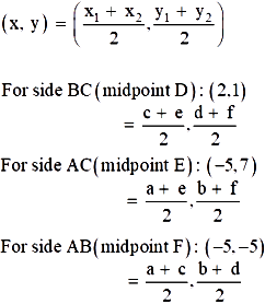 The Midpoints Of The Sides Ca And Ab Of A Dabc Are D 2 1 B 5 7 And P 5 5 Respectively Find The Equations Of The Sides