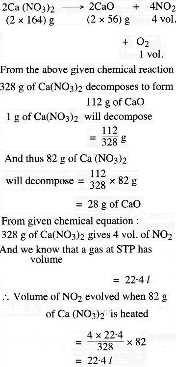 How Much Calcium Oxide Is Formed When 82 G Of Calcium Nitrate Is Heated Also Find The Volume Of 