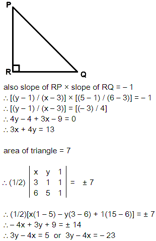 P 3 1 And Q 6 5 And R X Y Are Three Points Such That The Angle Prq Is A Right Angle Sarthaks Econnect Largest Online Education Community