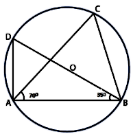 In the given figure, O is the centre of the circle. If ∠ABD = 35° and ∠BAC  = 70°, find ∠ACB. - Sarthaks eConnect