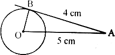 किसी वृत्त के केन्द्र से 5 सेमी. दूर स्थित बिन्दु A से खींची गई स्पर्श रेखा की लम्बाई सेमी