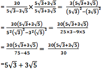 Express Each One Of The Following With Rational Denominator I 30 5 3 3 5 Ii 1 2 5 3 Sarthaks Econnect Largest Online Education Community