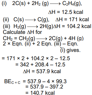 Given the following data Hf C2H4 12.5 kcal Heat of