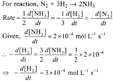 For The Reaction N2 3h2 2nh3 If D Nh3 Dt 2 X 10 4 Mol L 1 S 1 The Value Of D H2 Dt Would Be Sarthaks Econnect Largest Online Education Community