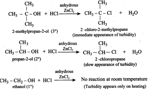 Describe Lucas Test Used To Distinguish Primary Secondary And Tertiary Alcohols Sarthaks Econnect Largest Online Education Community