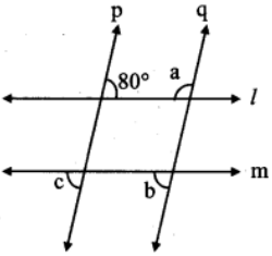 In The Given Figure Line P Line Q Line L Line M Find Measures Of A B And C Using The Measures Of Given Angles Justify Your Answers Sarthaks