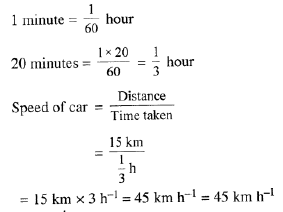 A car travels a distance of 15 km in 20 minute. Find the speed of