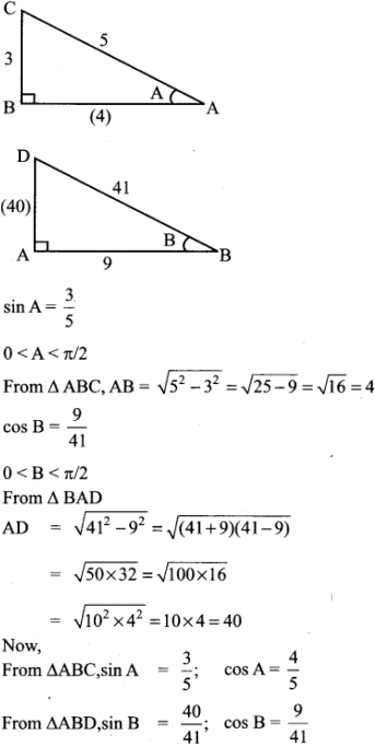 If sin A = 3/5 and cos B = 9/41, 0