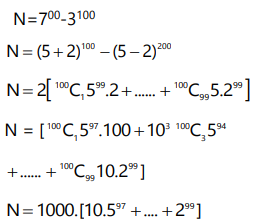 Last Three Digits Of The Number N 7 100 3 100 Are Sarthaks Econnect Largest Online Education Community