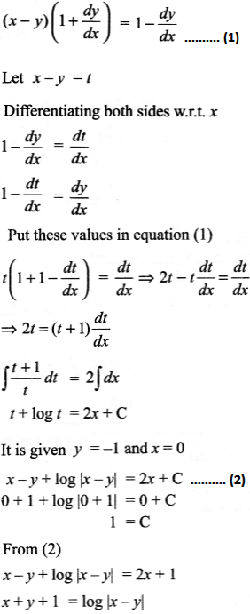 Find The Particular Solution Of The Differential Equation X Y Dx Dy Dx Dy Given That 7533
