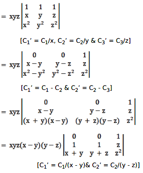 Using Properties Of Determinants Prove That X Y Z X 2 Y 2 Z 2 X 3 Y 3 Z 3 Xyz X Y Y Z Z X Sarthaks Econnect Largest Online Education Community