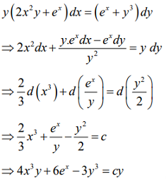 The General Solution Of The Differential Equation Y 2x 2y E X Dx E X Y 3 Dy Is Sarthaks Econnect Largest Online Education Community