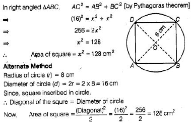 The area of the square that can be inscribed in a circle of radius 8 cm is  - Sarthaks eConnect | Largest Online Education Community