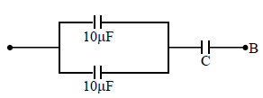 Calculate the capacitance of capacitor C, if the equivalent capacity of the  combination A and B is 15μF. - Sarthaks eConnect