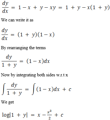 Find The General Solution Of Differential Equation Dy Dx 1 X Y Xy Sarthaks Econnect Largest Online Education Community