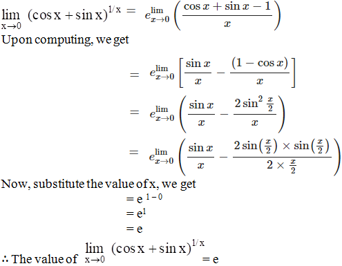 Evaluate The Limit Limx 0 Cos X Sin X 1 X Sarthaks Econnect Largest Online Education Community