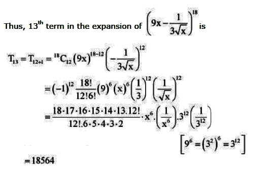 Find The 13th Term In The Expansion Of 9x 1 3 X 18 X 0 Sarthaks Econnect Largest Online Education Community