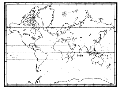 Locate the following in the world map: 1) England 2) USA 3) India ...