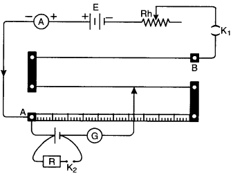 The values of E and V can be determined with the help of a potentiometer circuit